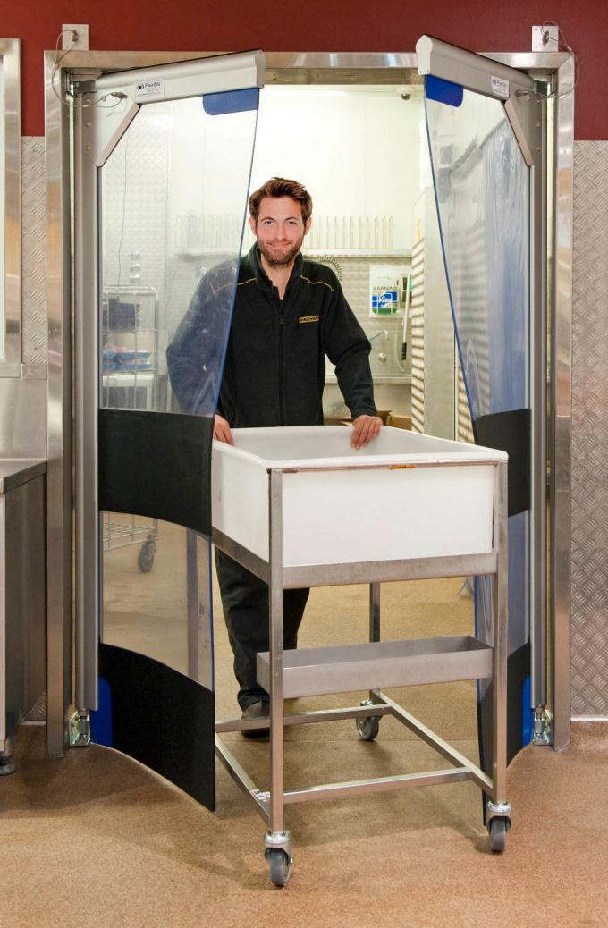 Flexible PVC swing doors and crash doors for